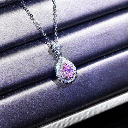 【#19 Pink Drop】Cubic Zirconia Necklace